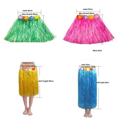 Kunststofffasern Frauen Grasröcke Hula-Rock Hawaii-Kostüme 30 cm/60 cm/80 cm Damen verkleiden sich festliche Partyzubehör
