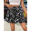 Women's Summer Printed Wide-Leg Lace-Up Shorts, Fashionable and Elegant Vacation Beach Skirt Women's Beach Vacation Printed Mini Skirt