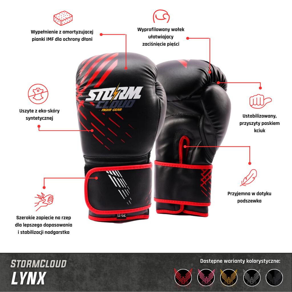 StormCloud Lynx Boxing Gloves Black/Black 8oz