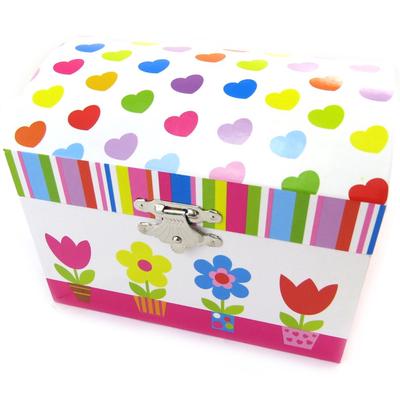 [N5280] - Multicolored White 'Jolies Fleurs' Jewelry Box (musical)