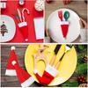 Christmas Tableware Set-Santa Hat Cutlery Bag Holder for Fork Knife Spoon, Holiday Dinner Party Decor, Xmas Home Kitchen Acces