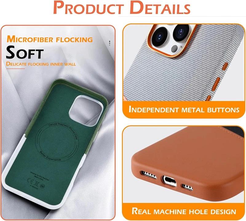 Microfiber Card Holder Leather Magnetic Case for Magsafe IPhone 16 15 14 13 12 Pro Max Plus 16Pro i16 i15 ProMax Mac Safe Cover