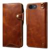 For iPhone 16e Case Wallet Waxy Genuine Cow Leather Shockproof Phone Cover with Wrist Strap