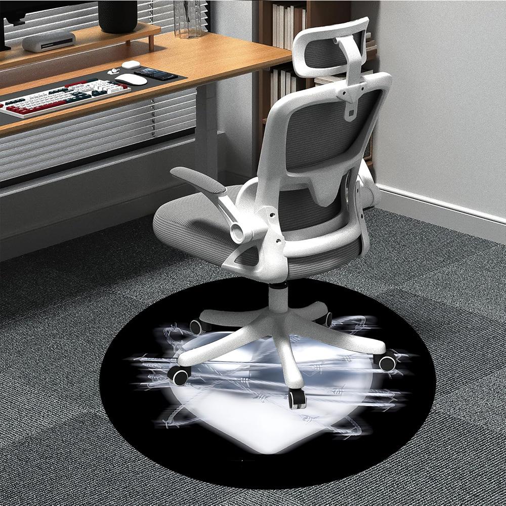 

1pc Heart, Barbed Wire Carpet, Round Non Slip Durable Large Size Office Carpet, Suitable for Office 80cm