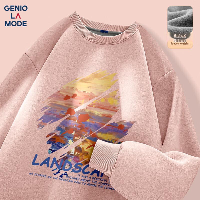 

GENIOLAMODE Men s Winter Graphic Print Suede-Like Fleece Sweatshirt 3XL