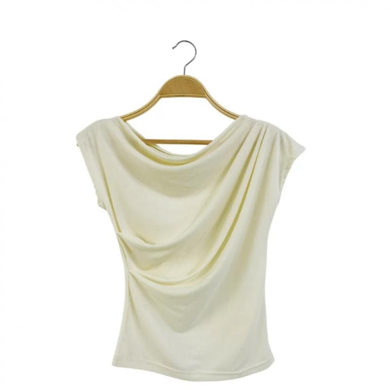 New Arrivals Open Run Women One Shoulder Draped Half Sleeve T shirT