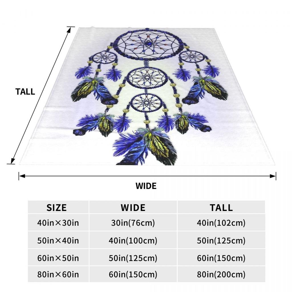 Blue Dreamcatcher With Feathers Blankets Flannel Sofa Throw Blanket Warm Throw Blankets For Home Bedroom Throws Bedspread Quilt