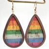 RSAMD Retro Vintage Print Cork Leather and Wood Teardrop Statement Women Earrings-#3