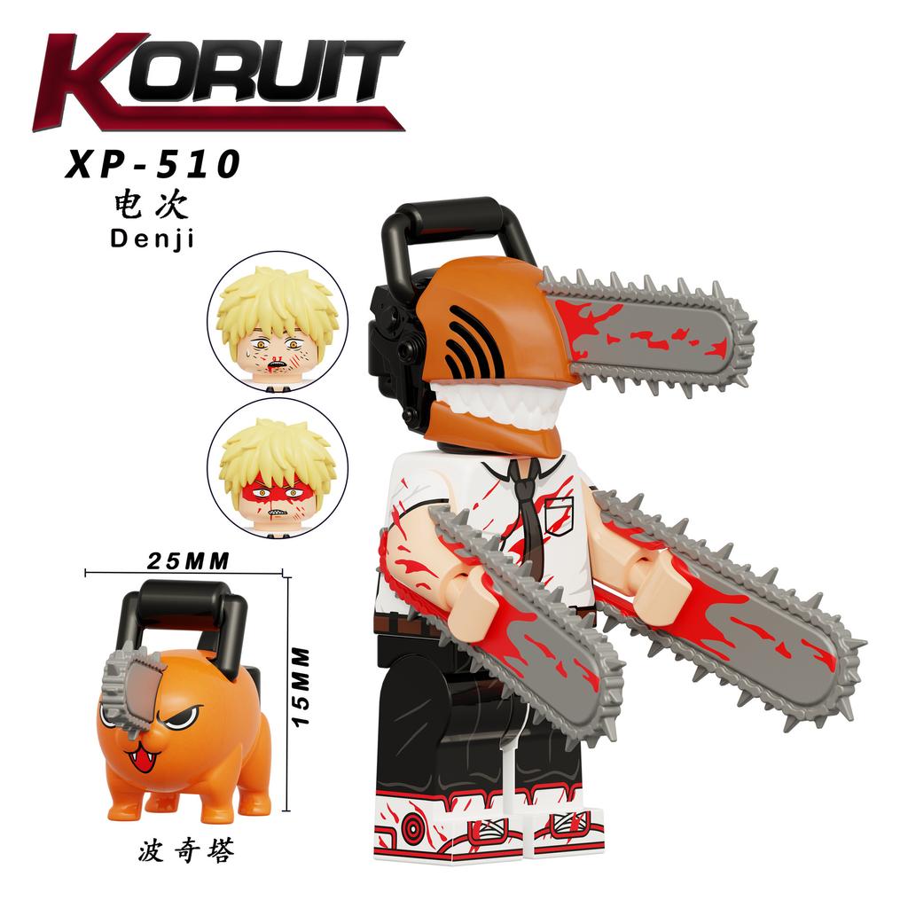 Kt1067 Anime Chainsaw Human Electric Times Machima Mosaic Building Block Figurine Toy Xp506-515