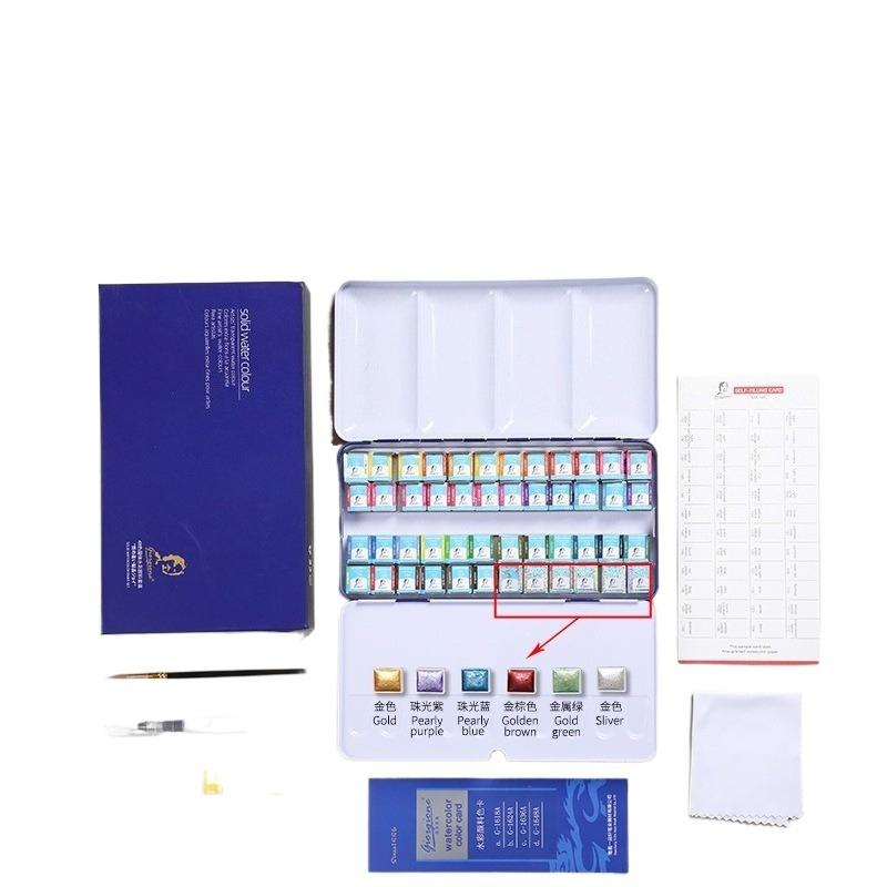 24/36/48-color Watercolor Pigment Set Art Student Portable Pearlescent Water Powder Pigment