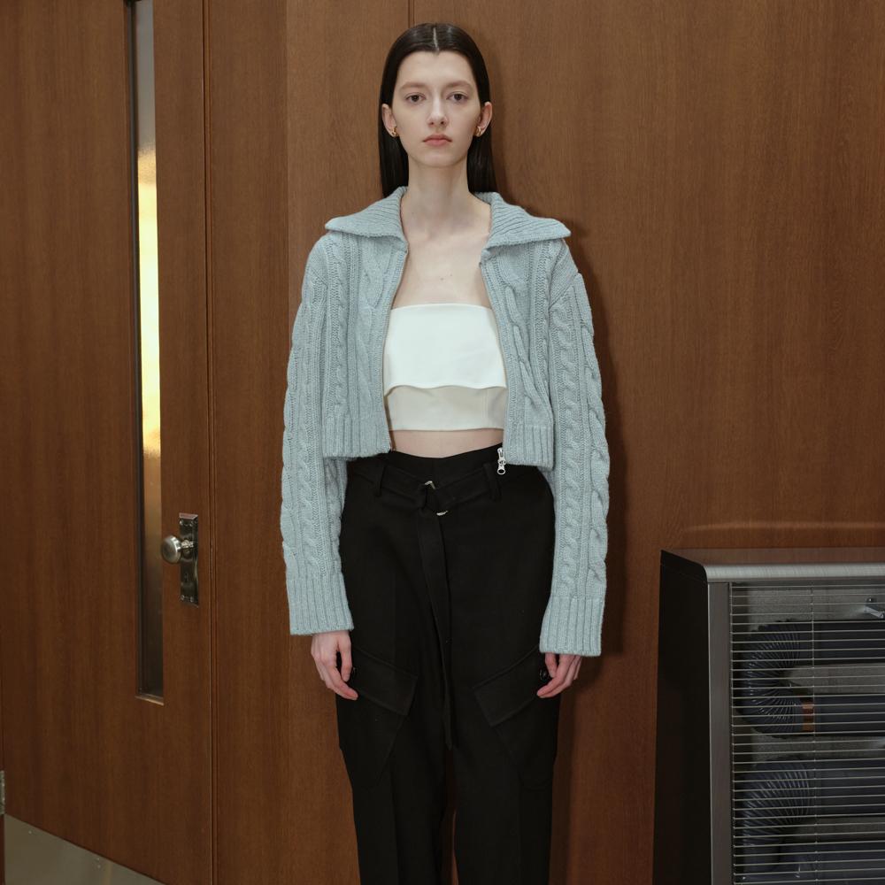 Moonsward Sky Cable Zip-Up Cardigan