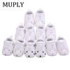 2023 Baby Shoes For Newborn Baby Boys Girls Print Heart Star Pattern First Walkers Kids Toddlers Soft Sole PU Sneakers For 0-18M