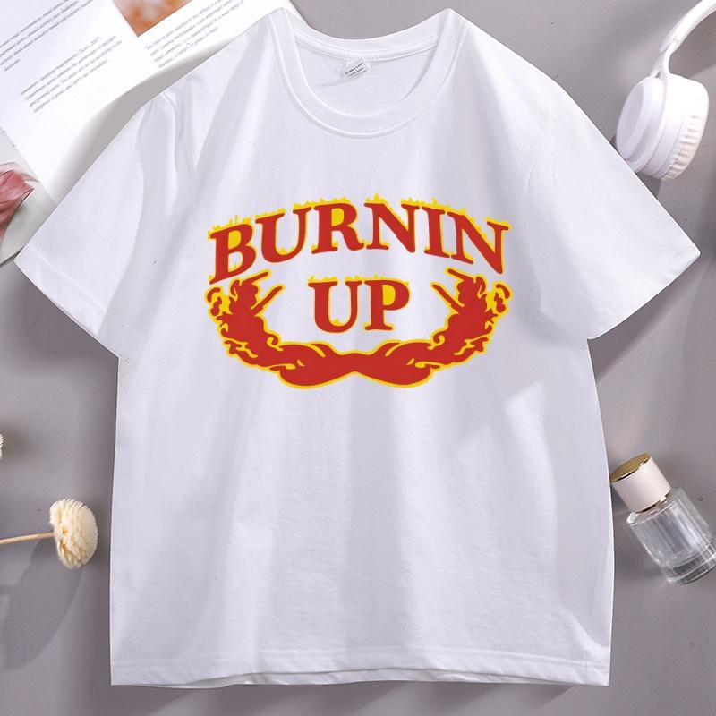 Burnin Up Graphic T-shirt Mens Clothes Causal Short Sleeve High Quality Tshirt Male Clothes Y2k