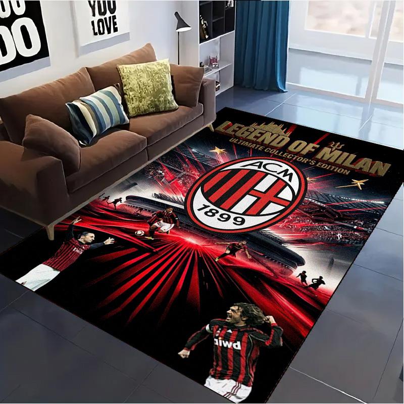 Tappeto AC Milan per Soggiorno Camera da Letto Casa Decorazione Divano, Tappetino Antiscivolo per Giochi Bambini