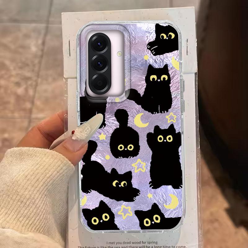 Case For Samsung Galaxy A56 A36 A16 A25 A35 A26 S25 S24 Plus Ultra FE 5G Phone Cover Cat Cartoon Gradient For Samsung A55 Bags