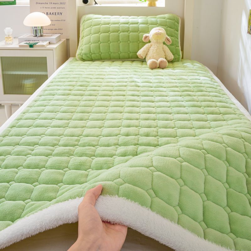 Autumn and winter milk velvet mattress cushion plus velvet mattress pad mattress pad household coral velvet thick warm1pcs