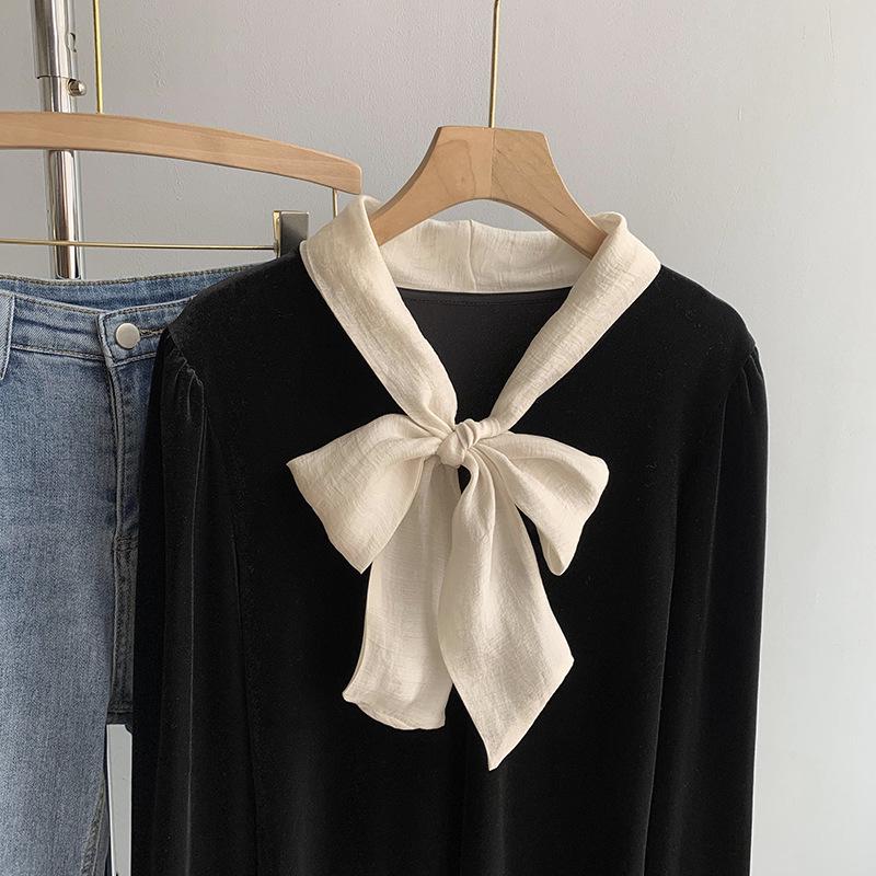 Oranžová Zhi Dámská Vintage Francouzská Sametová Halenka - Kolekce Podzim 2024