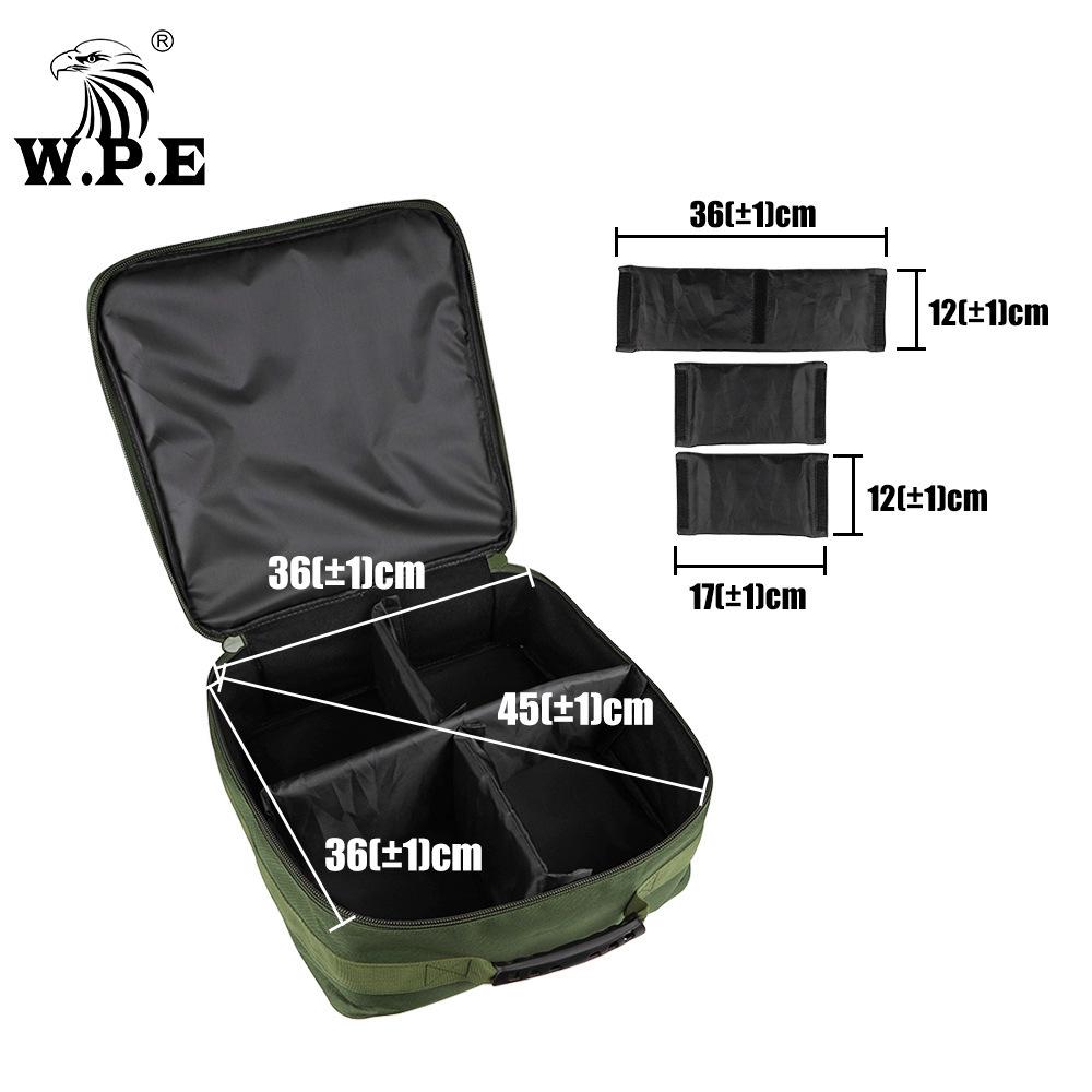 W.P.E Carp Reel Tackle Bag - Splashproof 37x37x15cm Fishing Handbag for Accessories