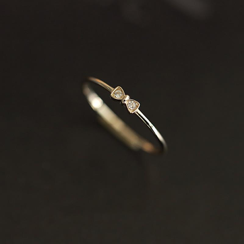 925 Sterling Silver Adjustable Bow Ring for Women - Trendy Summer Style Open Adjustable