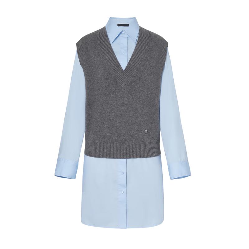 MO&Co. Women's College Style Knit Shirt Dress Two-Piece Set