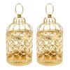 2 Pcs Bird Cage Candle Holder Vintage Exquisite Elegant Hollow Out Pattern Metal Candlestick for Party Decoration