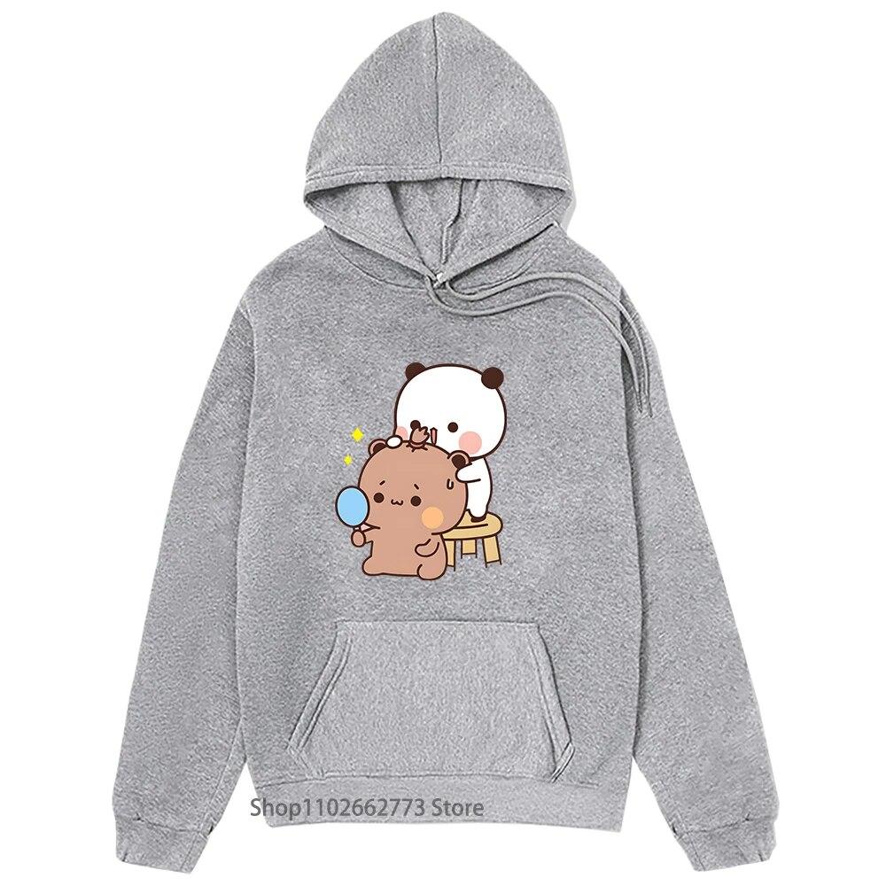 Mädchen Kawaii Grafik Hoodie Bubu Dudu Print Sweatshirt Cartoon Panda Bär Kleidung Unisex Kleidung für Frauen Y2k Kleidung Frühling