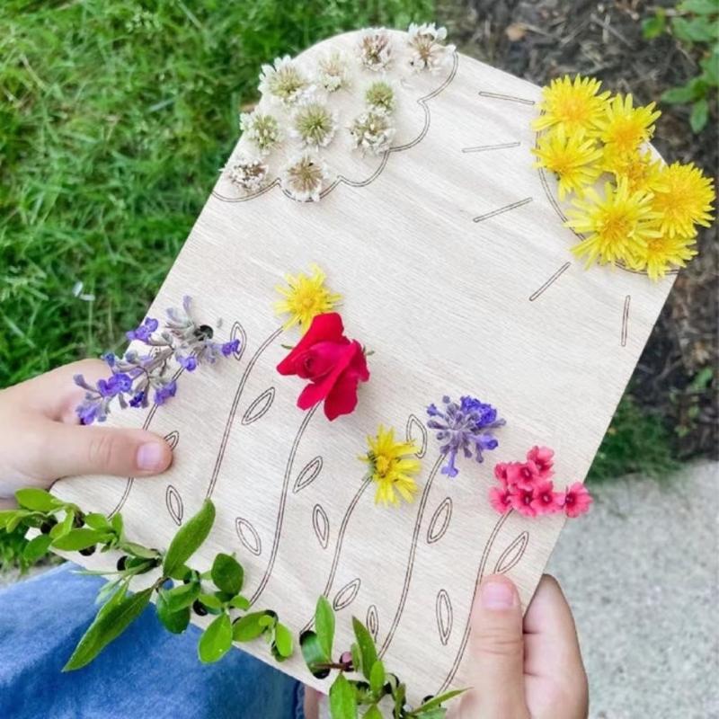 Flower Leaf Collector Board Handcrafts Wood Flower Arrangement Support Table Display for Indoor Use Valentines Gift