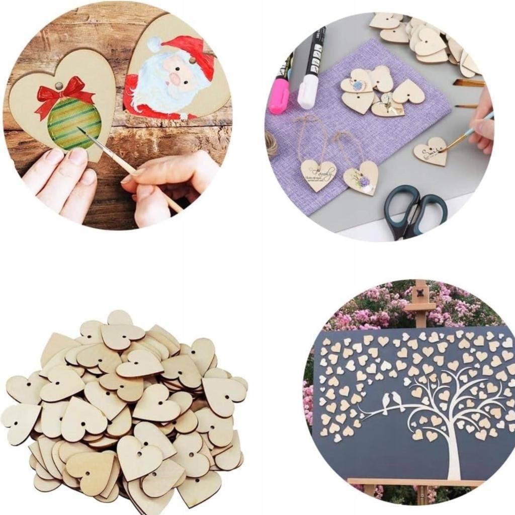 Hearts Valentine's Day Gift Garland Wooden Pendants 100PCS