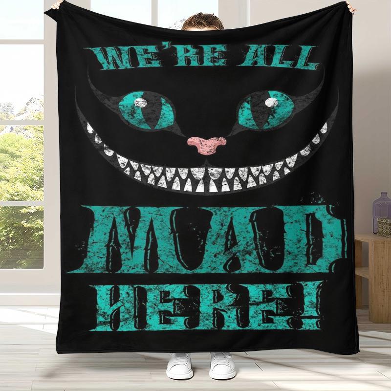 

Alice in Wonderland Cartoon Cheshire Cat Flannel Blanket,Ultra Soft Warm Plush Throw for Home Bedroom Bed Sofa Cover Kid Gift 75x90cm