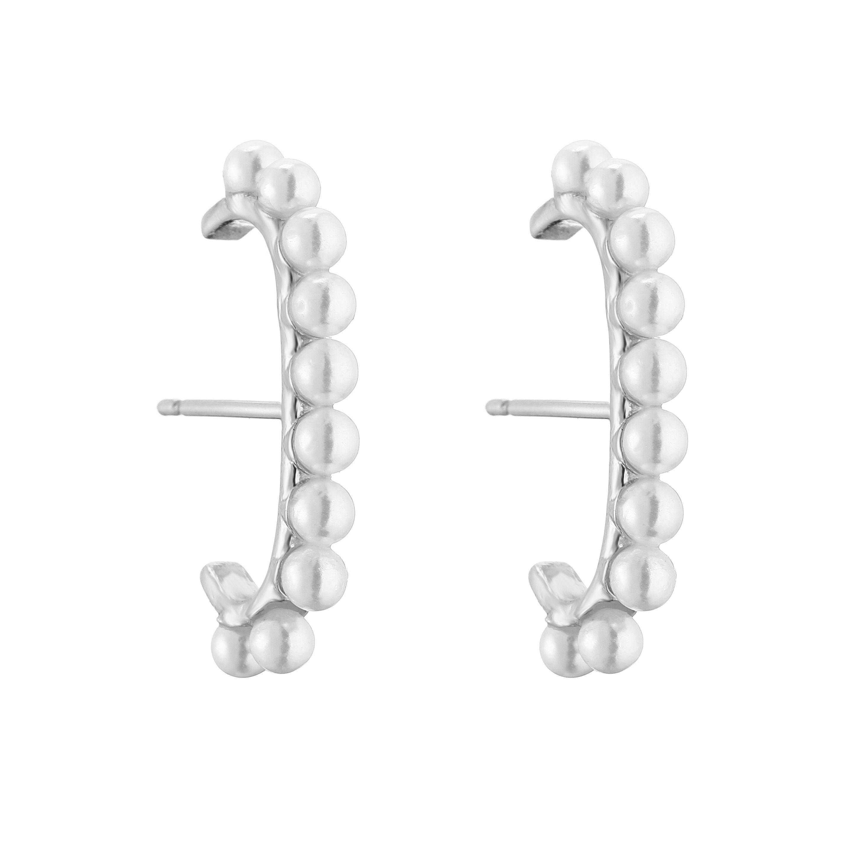 HECHENG,Elegant Artificial Pearl Brass Hoop Earrings New Fashion Zircon Party Sweet Accessories For Woman Gift