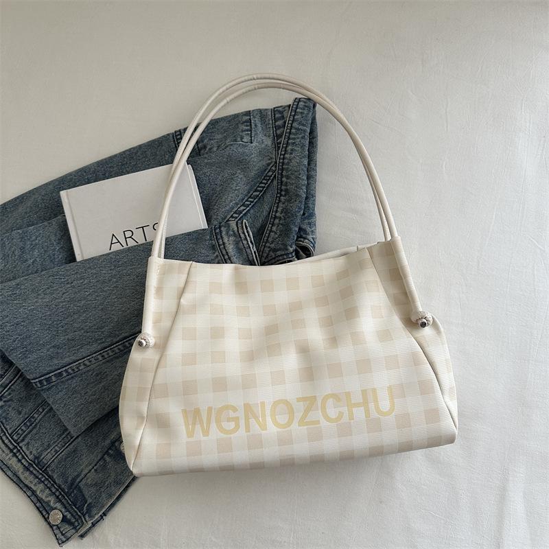 Premium Plaid Bag Women's Autumn New Commuter Armpit Bag Large Capacity Shoulder Tote Bag