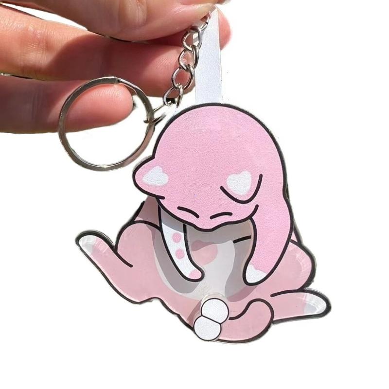 Creative Pull Play Egg Cat Keychain Pendant Cute Funny Rotatable Acrylic Bag Pendant Gifts