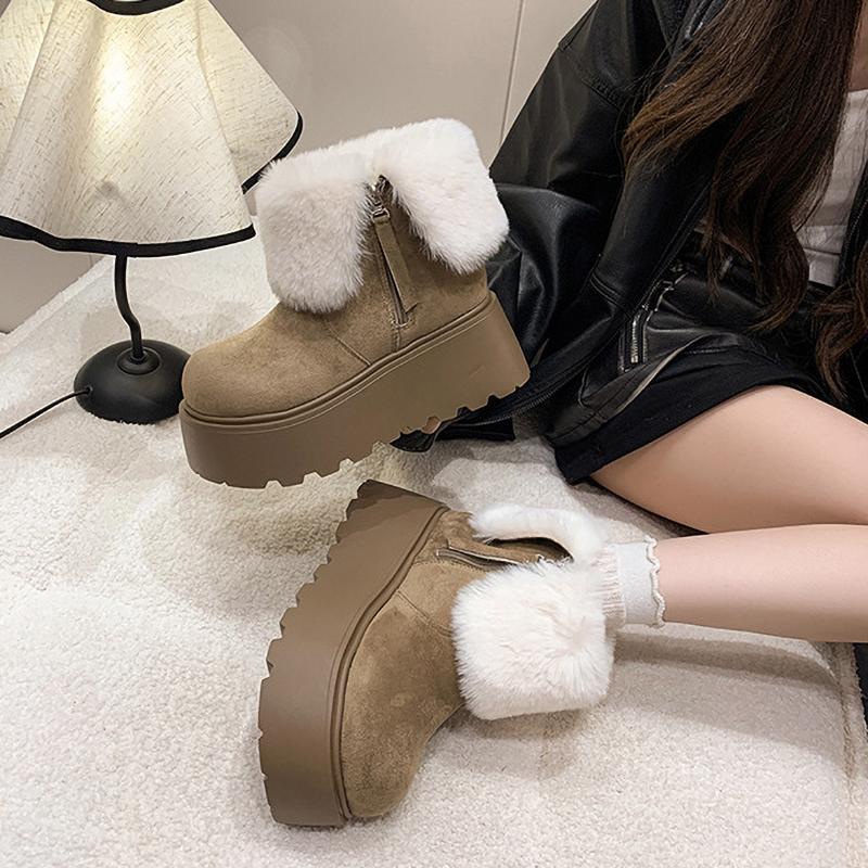 Winter Platform Thick Women Fur Snow Boots Outdoor Shoes Warm Short Botas
