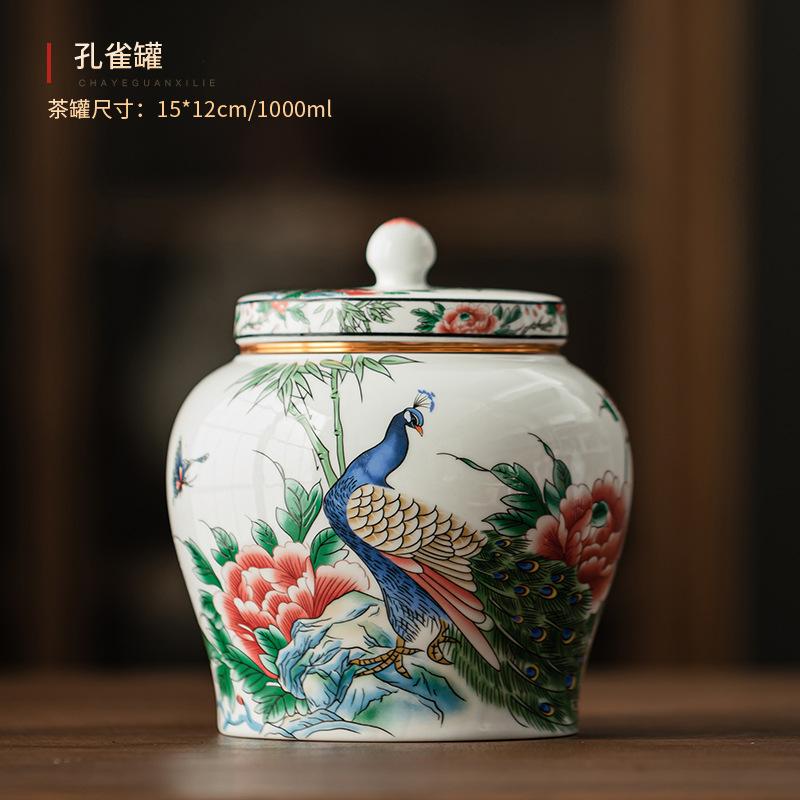 Creative Painted Floral Blue and White Porcelain Tea Pot Home Moisture-proof Sealed Coffee Jar Craft Decorative Jar Container