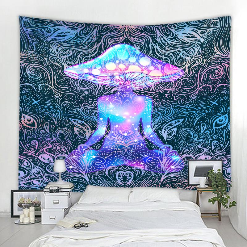 Hippie Tapestry Trippy Mushroom Psychedelic Background Cloth Background Wall Decoration Cloth Tapestry Home Art Deco Mural Tapes