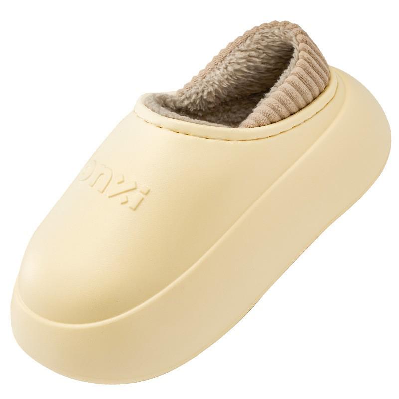 Waterproof EVA Thickened Slippers for Women, Winter 2025 – Cozy Indoor/Outdoor Cotton Shoes with Enclosed Heel & Thick Sole