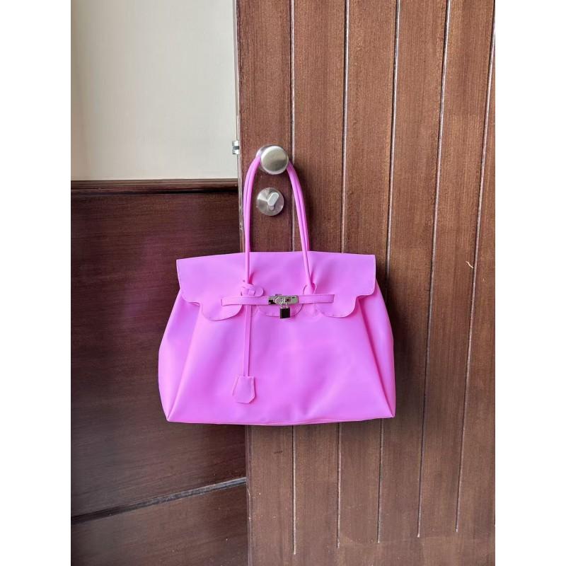 Borsa a Tote Trasparente in Gelatina PVC con Chiusura Borsa a Spalla Grande Capacità per Uso Quotidiano