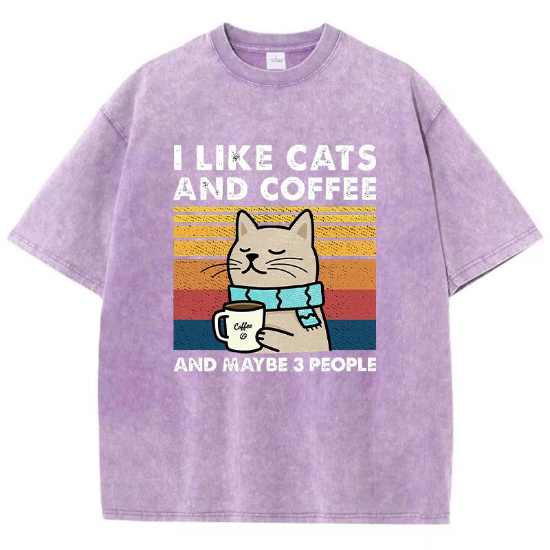 I Like Cats And Coffee Printing Women Wash Clothes Casual Fashion Tshirts Soft Breathable Tee Tops Cool Summer T Shirts FeUnisex
