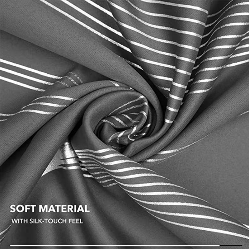 2 Stücke Vorhänge Silberne Welle Gestreiftes Muster Fenster Drapieren Dekoration Verdunkelung Tülle Top Fenster Behandlung Für Schlafzimmer Wohnzimmer