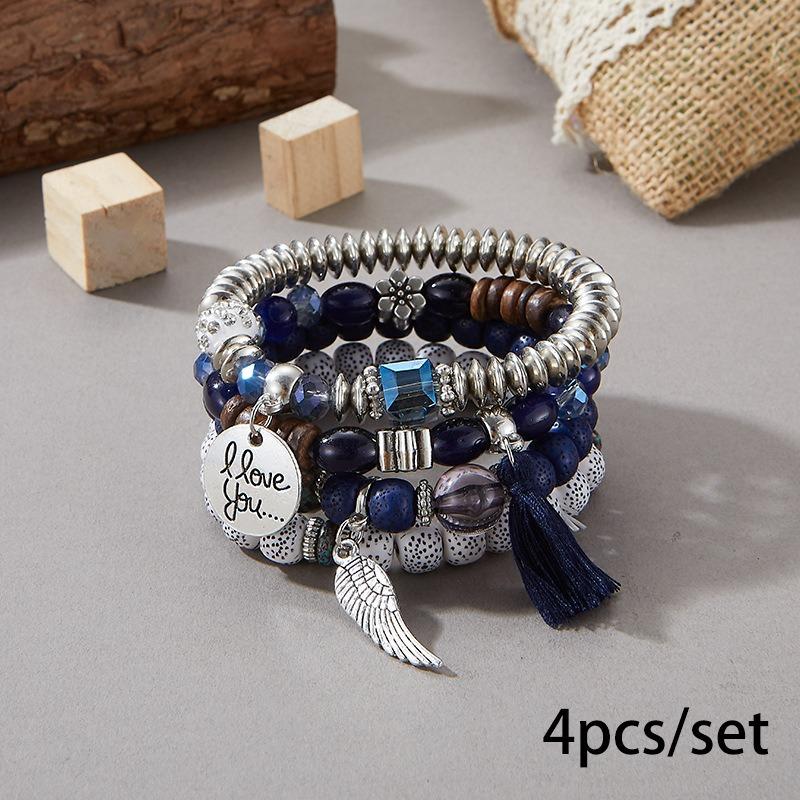 Bohemian bracelet creative tassel multi-layer beaded bracelet