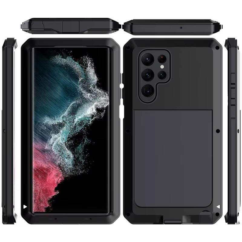Pour Samsung S26 S25 S24 S23 S22 S21 + Note 20 Ultra S25 Edge Protection Robuste Armure Boîtier en Métal Aluminium Housse Antichoc