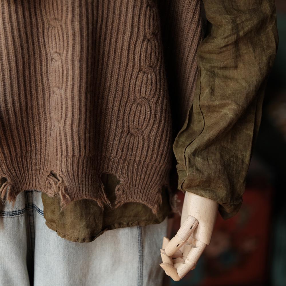 Ancient Mud Retro Wool V-neck Loose Vest Sweater