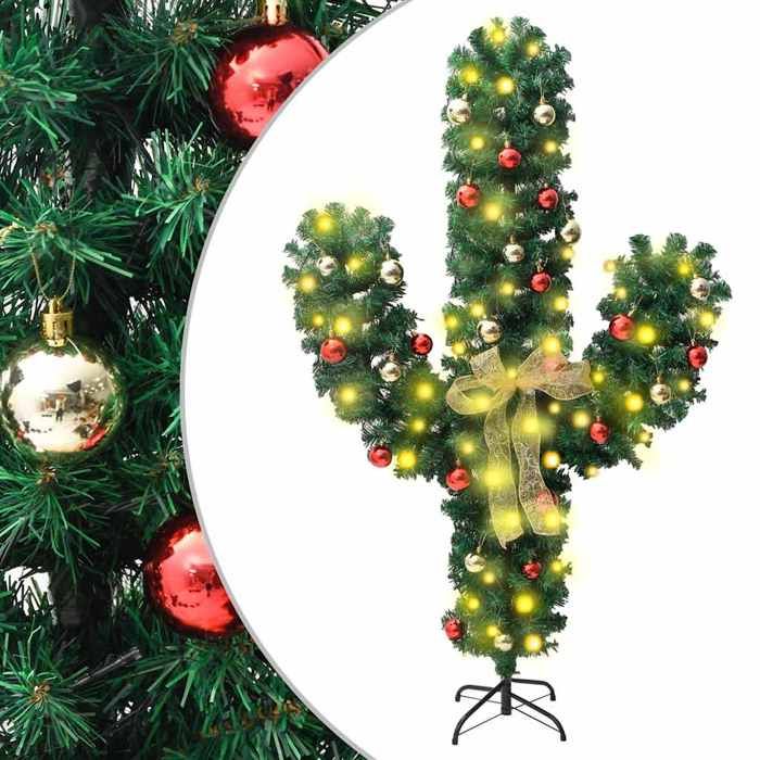 VidaXL Cactus de Noël avec support et LED Vert 180 cm PVC 344656