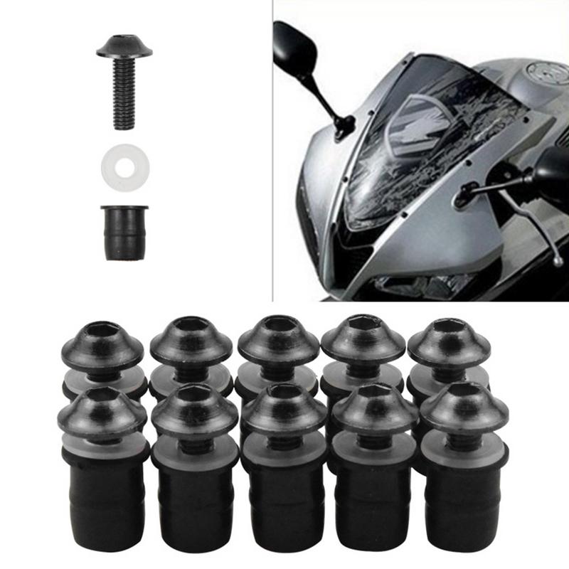 Motorcycle Fairing Bolt Kit Fasteners Fairing Kit 5mm Screws Fairing Bolt Kit Screws Fasteners 10pcs Replacement M5 Bolts & Nuts