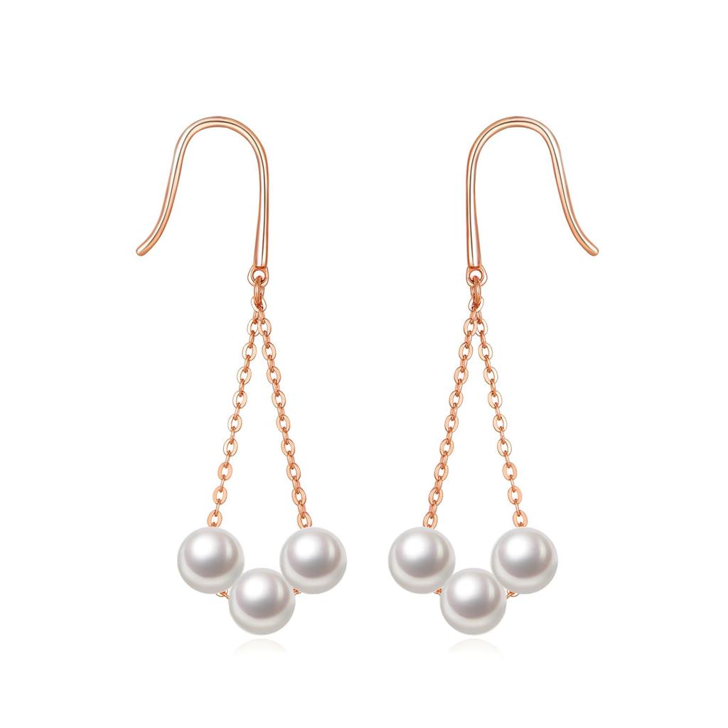 PHNIBIRD Pearl Earrings for 925 Pearl Day Women, 3-Row, Silver, Hypoallergenic, Earrings, Swinging, Wedding, Commuting, Gift, Women, Jewelry, Mother's