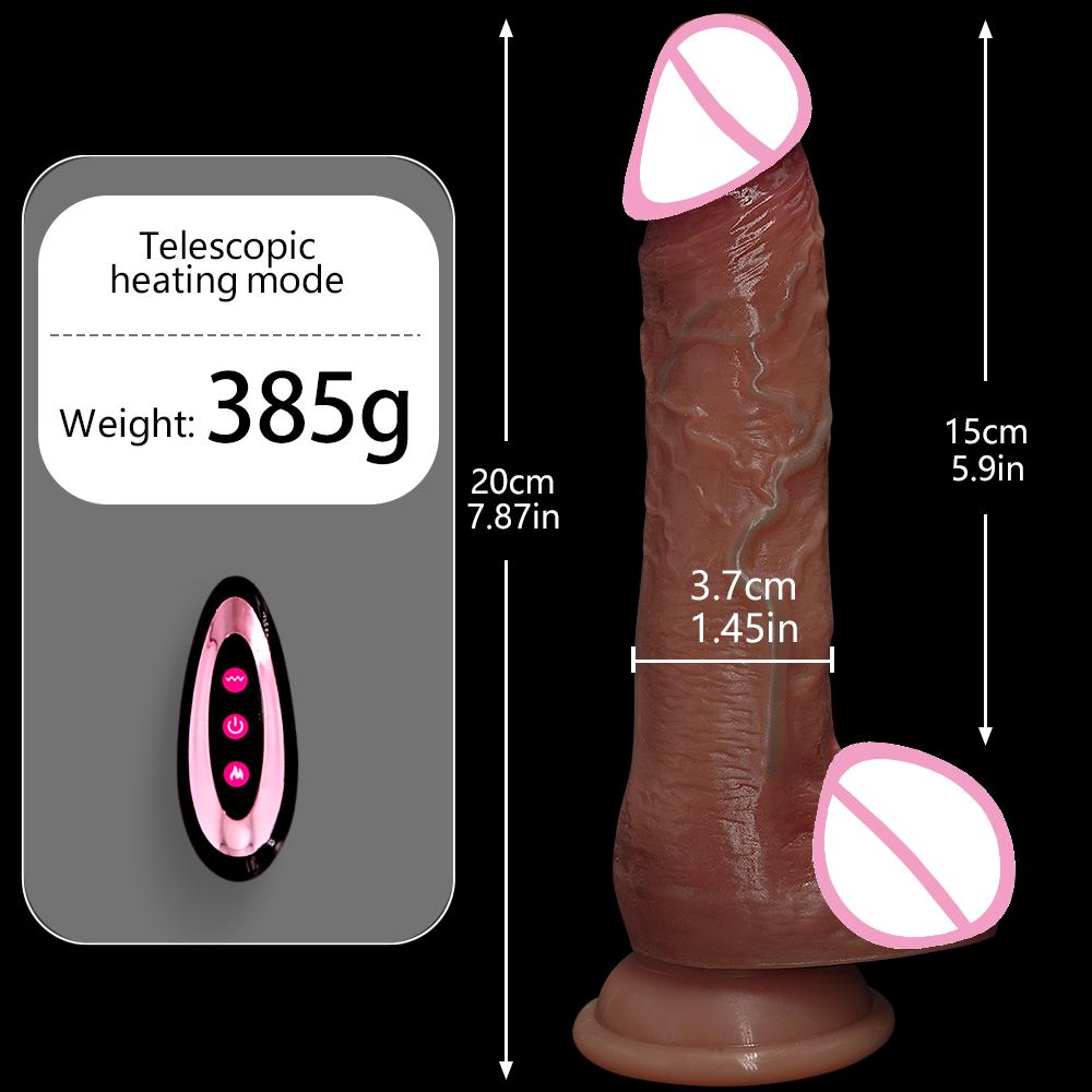 Automatické teleskopické dildo s přísavkou Wireless Remote G Spot Vibrator Bezdrátové dálkové vyhřívání Penis Sex Toy Big Dildo