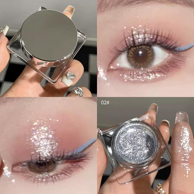 Glitter Punk Smoky Black Eyeshadow Gel Makeup Palette Metallic Dark Silver Wet Monochrome Eyes Shadow Highlighter Pearl Pigments Cosmetics