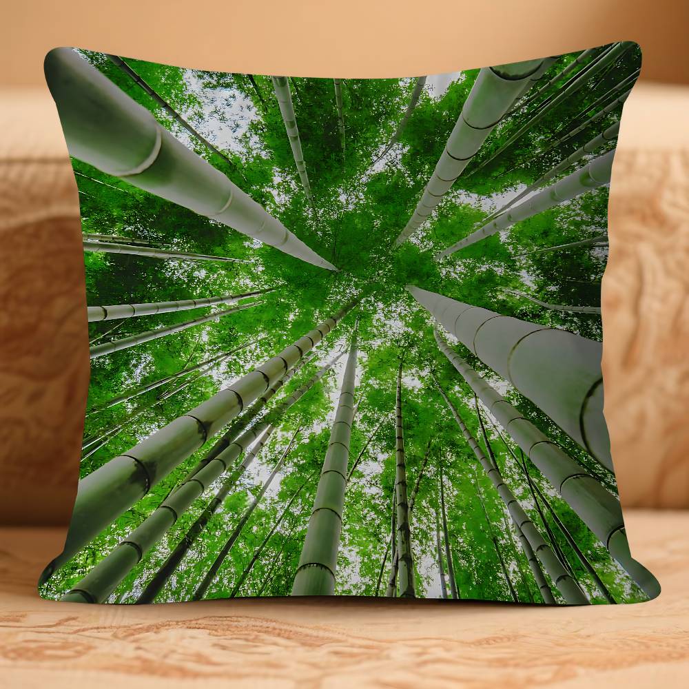 B-bamboo Forest Pillow Case Removable Washable Cushion Cover – All-Season Soft Linen