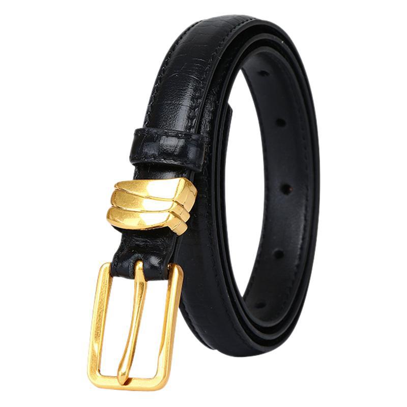 Fashion Trend Crocodile Pattern Belt Women'S Leather Pin Buckle Korean Version Small Suit Decoration Casual Jeans Thin Belt Women