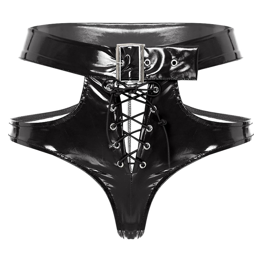 Ženy Dívky Teplé šortky Kožené kalhotky Výstřih Šněrovací šortky Dámské spodní prádlo Noční prádlo Spodní prádlo Rave Party Clubwear